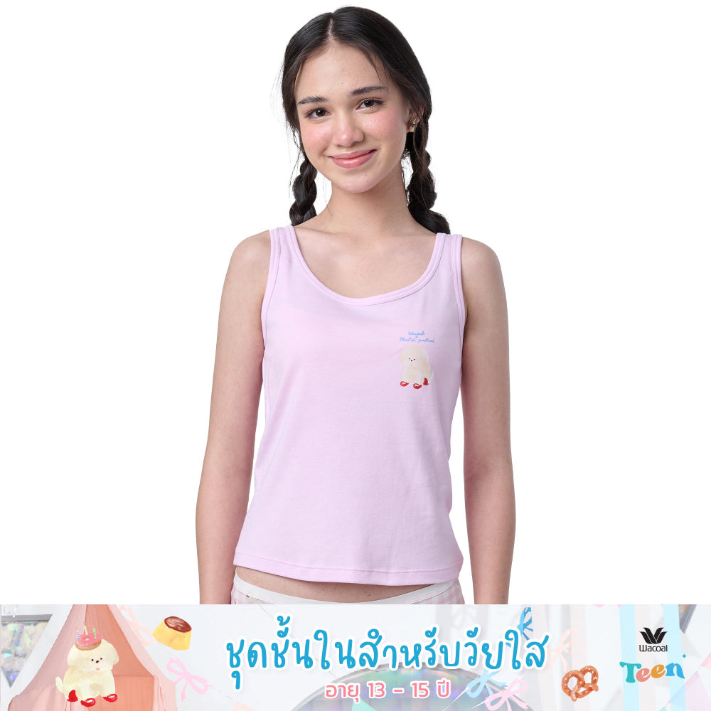Wacoal Teen x Plaifah.postcard เสื้อกล้ามสำหรับวัยใส พิมพ์ลายการ์ตูน รุ่น WH3A15 สีชมพู (PI)