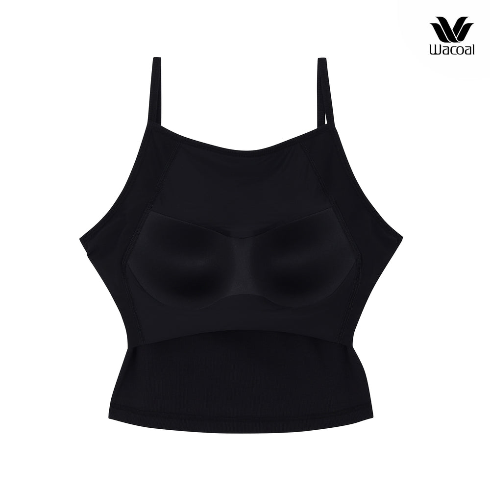 Wacoal Lingerie เสื้อสายเดี่ยวเสริมบรา ผ้าร่อง (Rib) รุ่น WH4A04 สีดำ (BL)