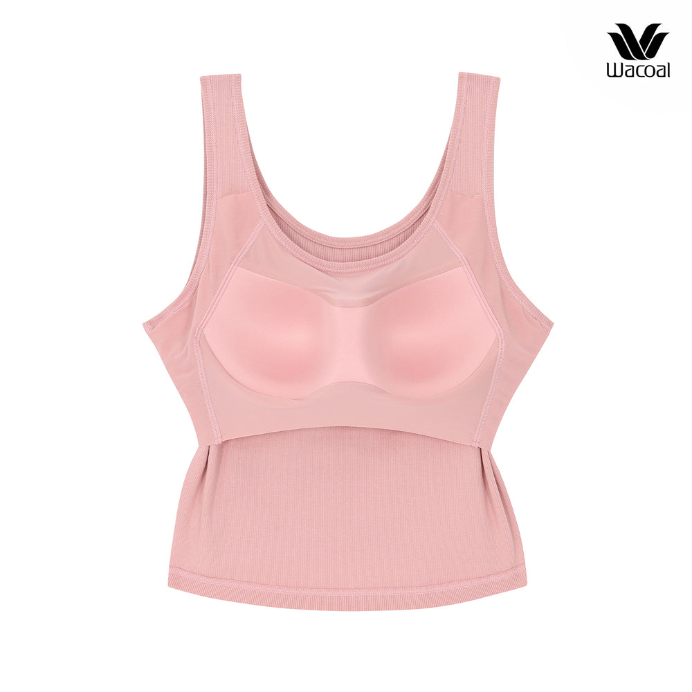 Wacoal Lingerie เสื้อกล้ามเสริมบรา ผ้าร่อง (Rib) รุ่น WH4A05 สีชมพู (CP)