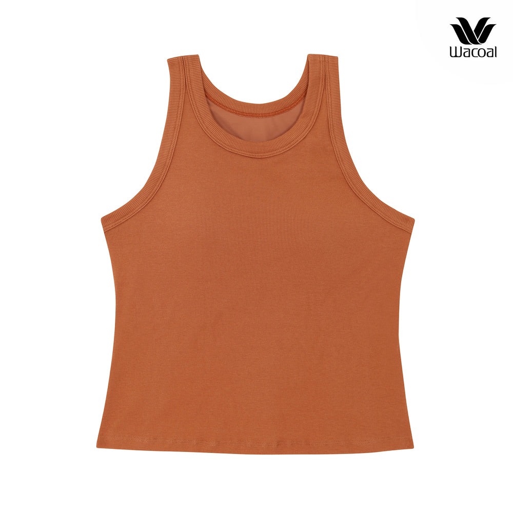 Wacoal Lingerie เสื้อแขนกุดเสริมบรา ผ้าร่อง (Rib) รุ่น WH4A06 สีน้ำตาล (BR)