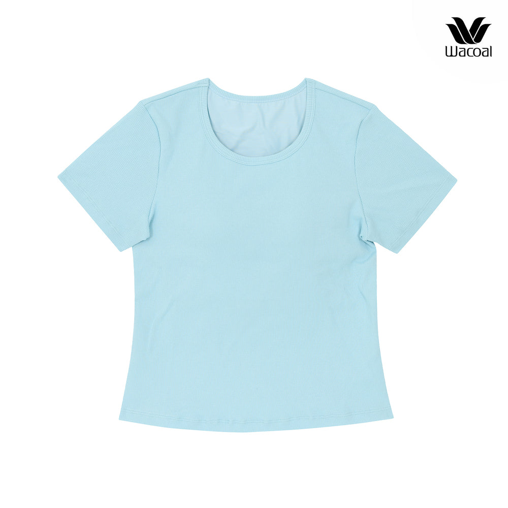 Wacoal Lingerie เสื้อแขนสั้นเสริมบรา รุ่น WH4A07 สีฟ้า (SX)