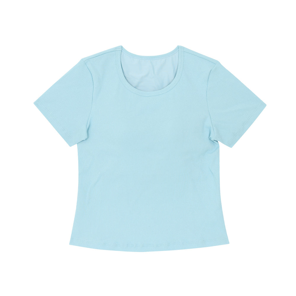 Wacoal Lingerie เสื้อแขนสั้นเสริมบรา รุ่น WH4A07 สีฟ้า (SX)