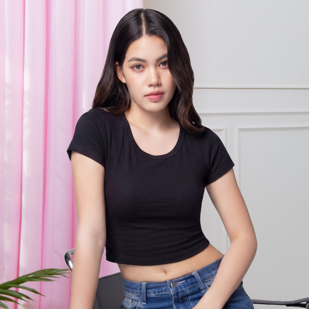 Wacoal Bratop เสื้อยืดแขนสั้นมีบรา รุ่น WH4A15 สีดำ (BL)