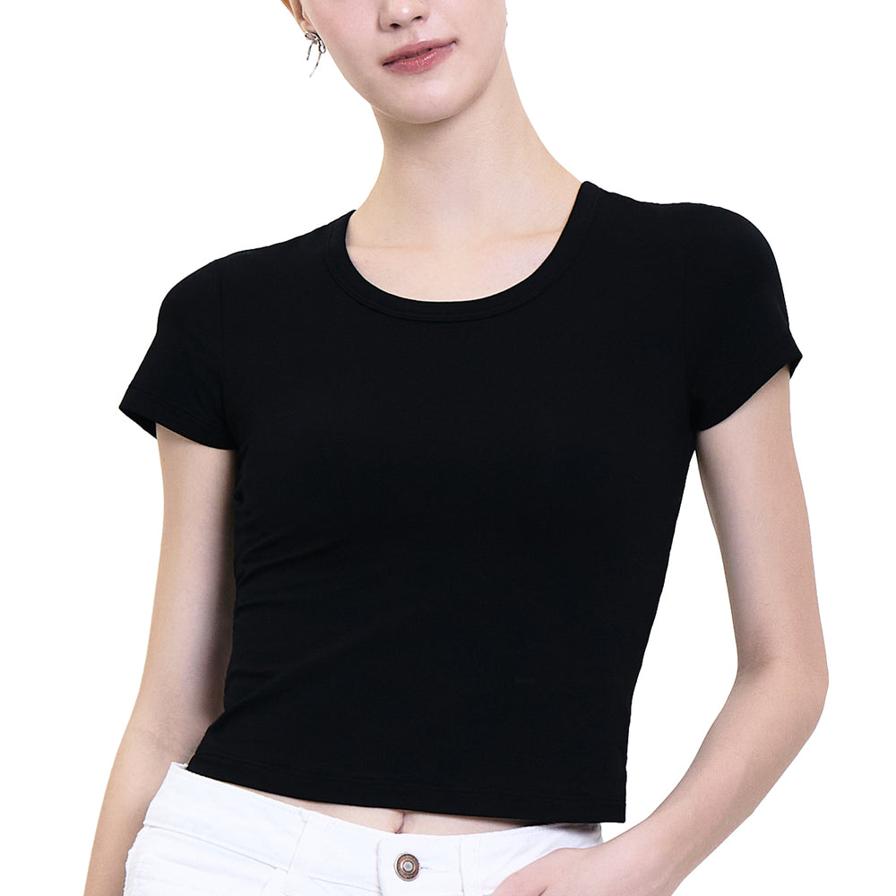 Wacoal Bratop เสื้อยืดแขนสั้นมีบรา รุ่น WH4A15 สีดำ (BL)