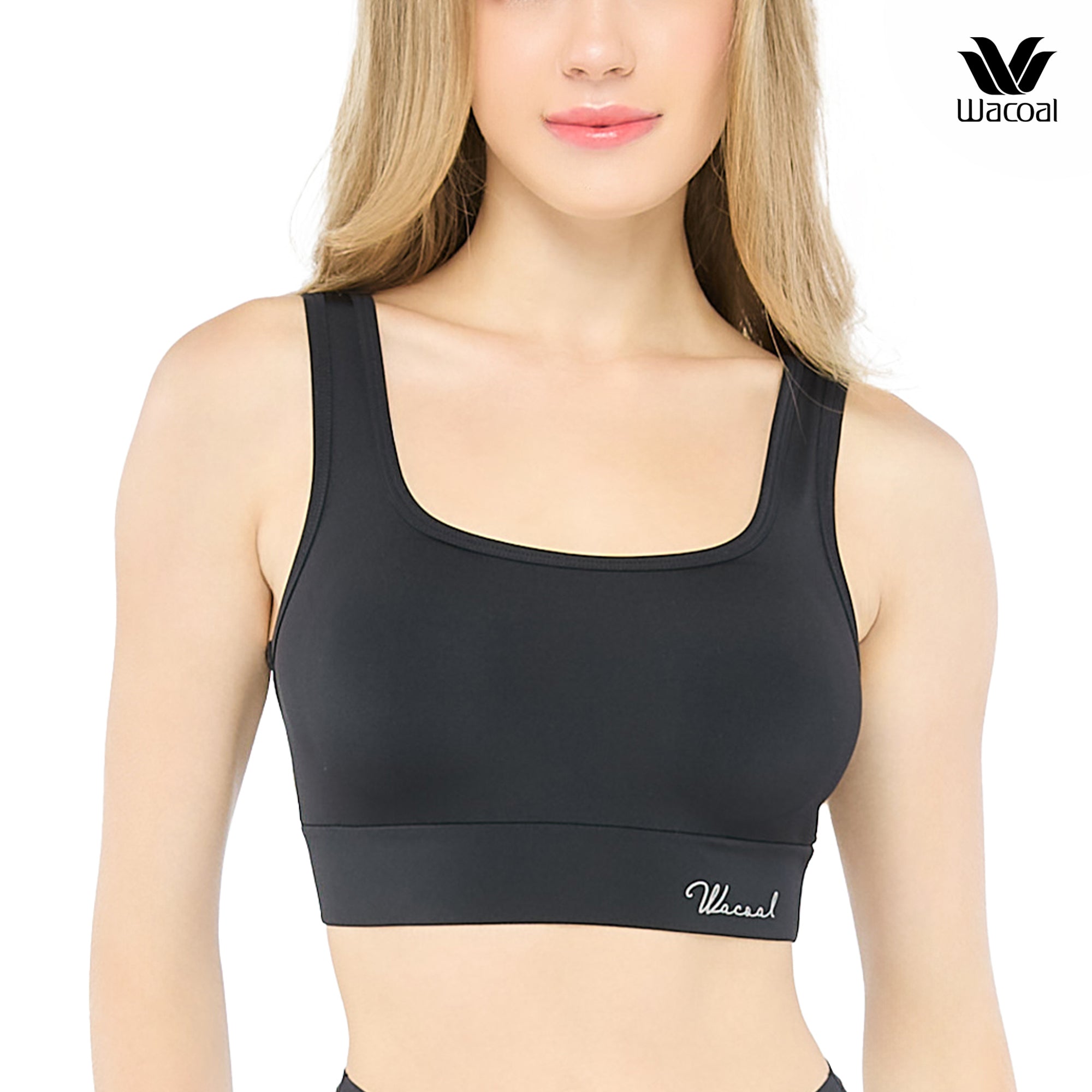 Wacoal Bra Tops บราสวมหัวรูปแบบเสื้อกล้ามคอเหลี่ยม รุ่น WH4C15 สีดำ (BL)