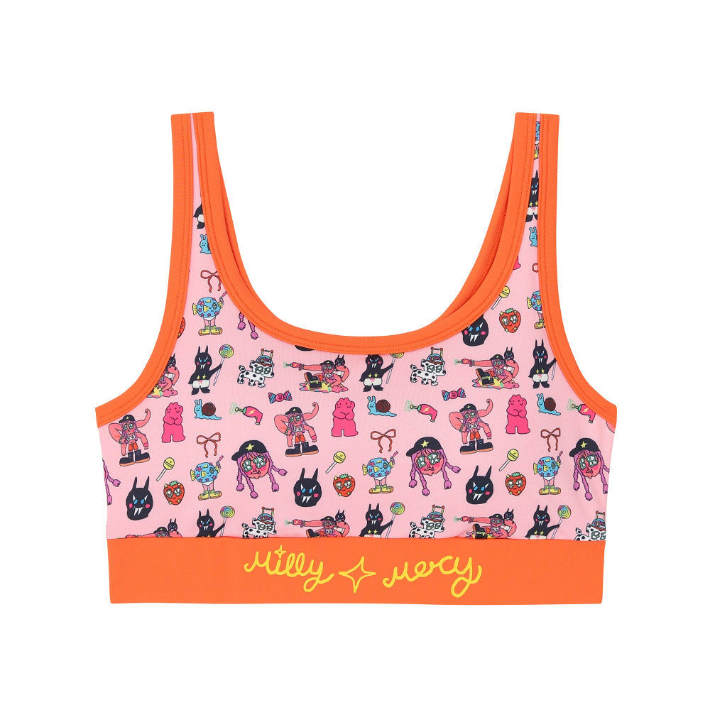 Wacoal X Milly & Mercy บราสวมหัว สกรีนลายเต็มตัว รุ่น WH4N15 สีชมพู (WR)