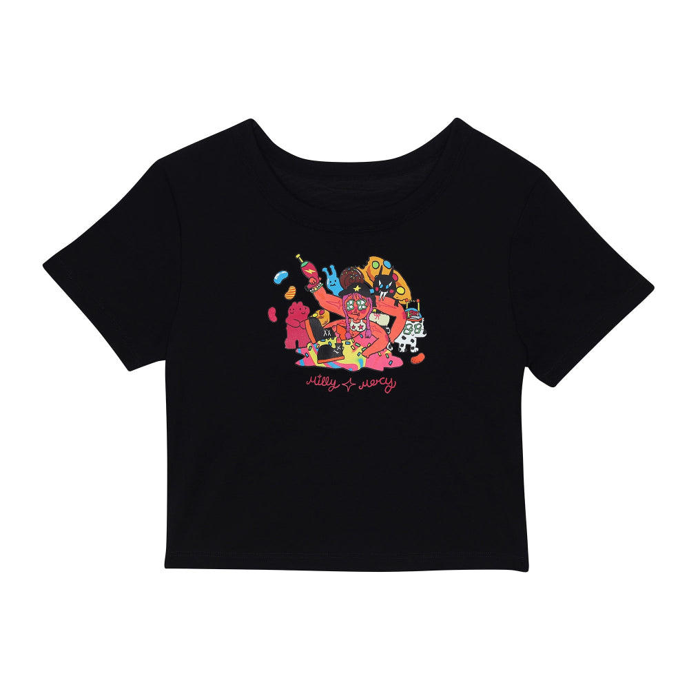 Wacoal X Milly & Mercy เสื้อยืดมีบราในตัว รุ่น WH4N19 สีดำ (BL)