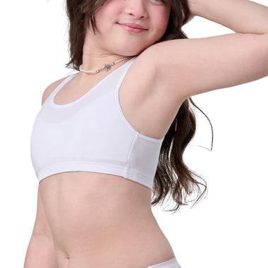 Wacoal Bloom Step 2 Children's Underwear, Plain Half-Body Tank Top, Model WH6L29, White (WH)