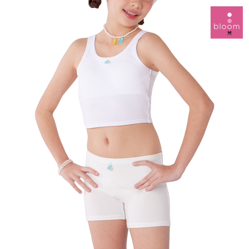 Wacoal Bloom Step 2 ชุดชั้นในสำหรับเด็ก เสื้อในเด็ก รุ่น WH6L32 เข้าคู่ กางเกงขาสั้นกันโป๊ รุ่น MU6L32 สีขาว (WH)