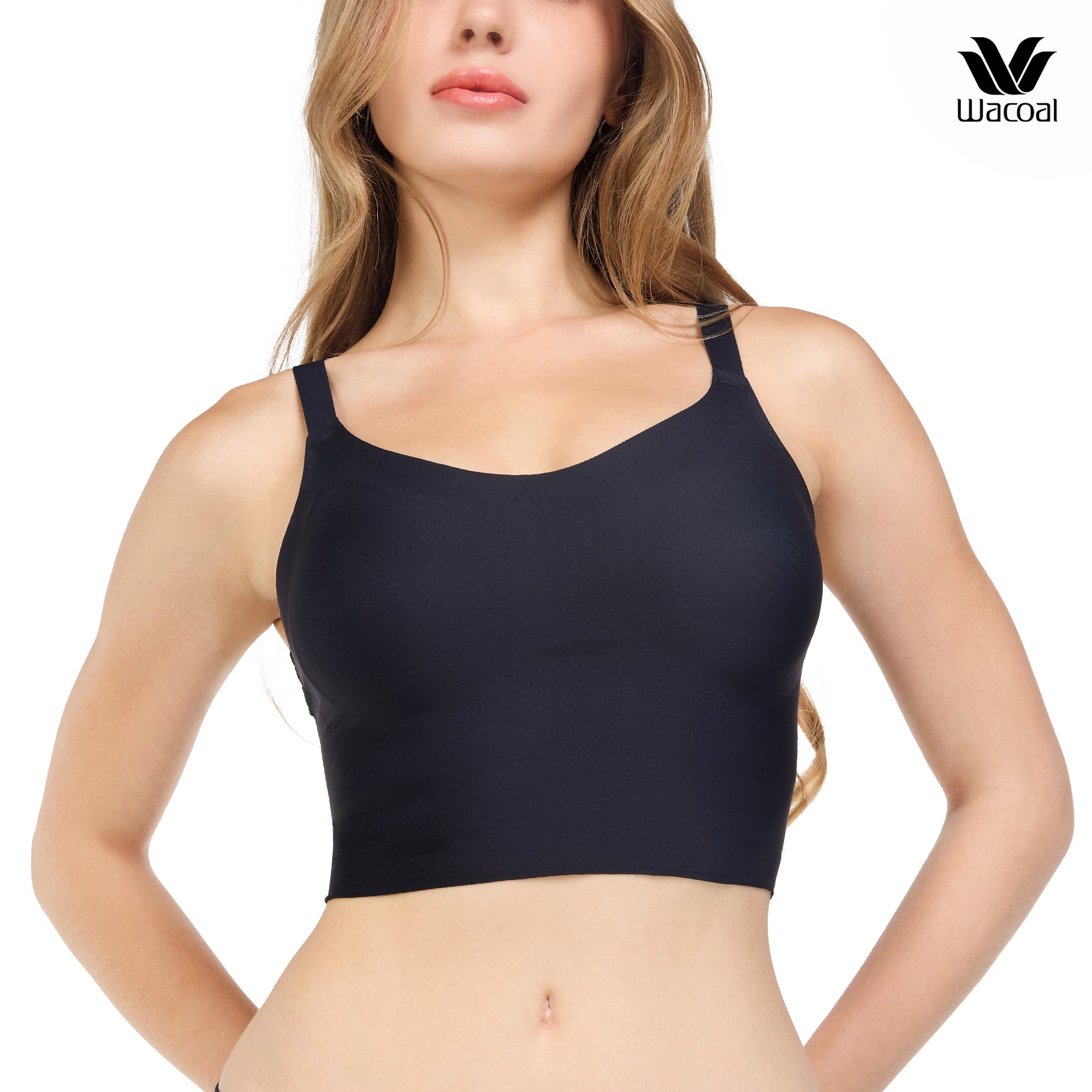Wacoal Camisole bra บราสวมหัวรูปแบบคอแหลม หลังตรง รุ่น WH9E24 สีดำ (BL)