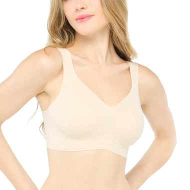 Wacoal smooth underwear set, non-wired bra, V-neck, padded, model WH9E25, beige (BE)