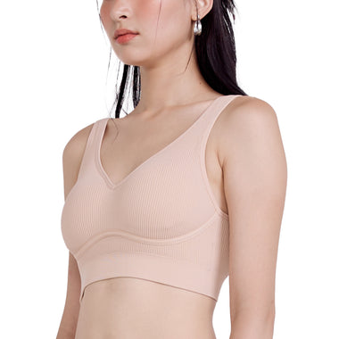 Wacoal Mood Comfy short tank top with built-in bra, model WH9M36, beige (BE)
