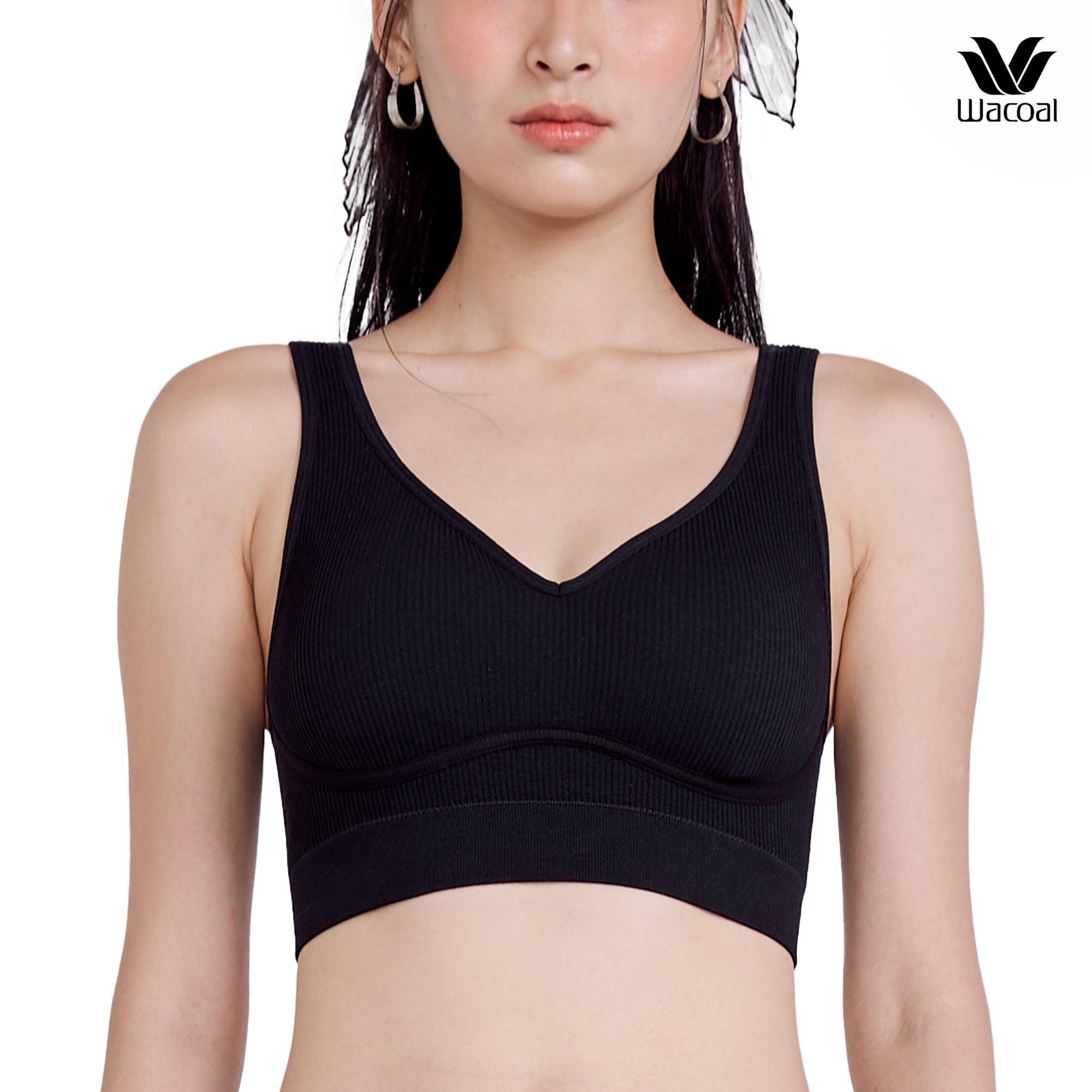 Wacoal Mood Comfy เสื้อกล้ามตัวสั้น มีบราในตัว รุ่น WH9M36 สีดำ (BL)