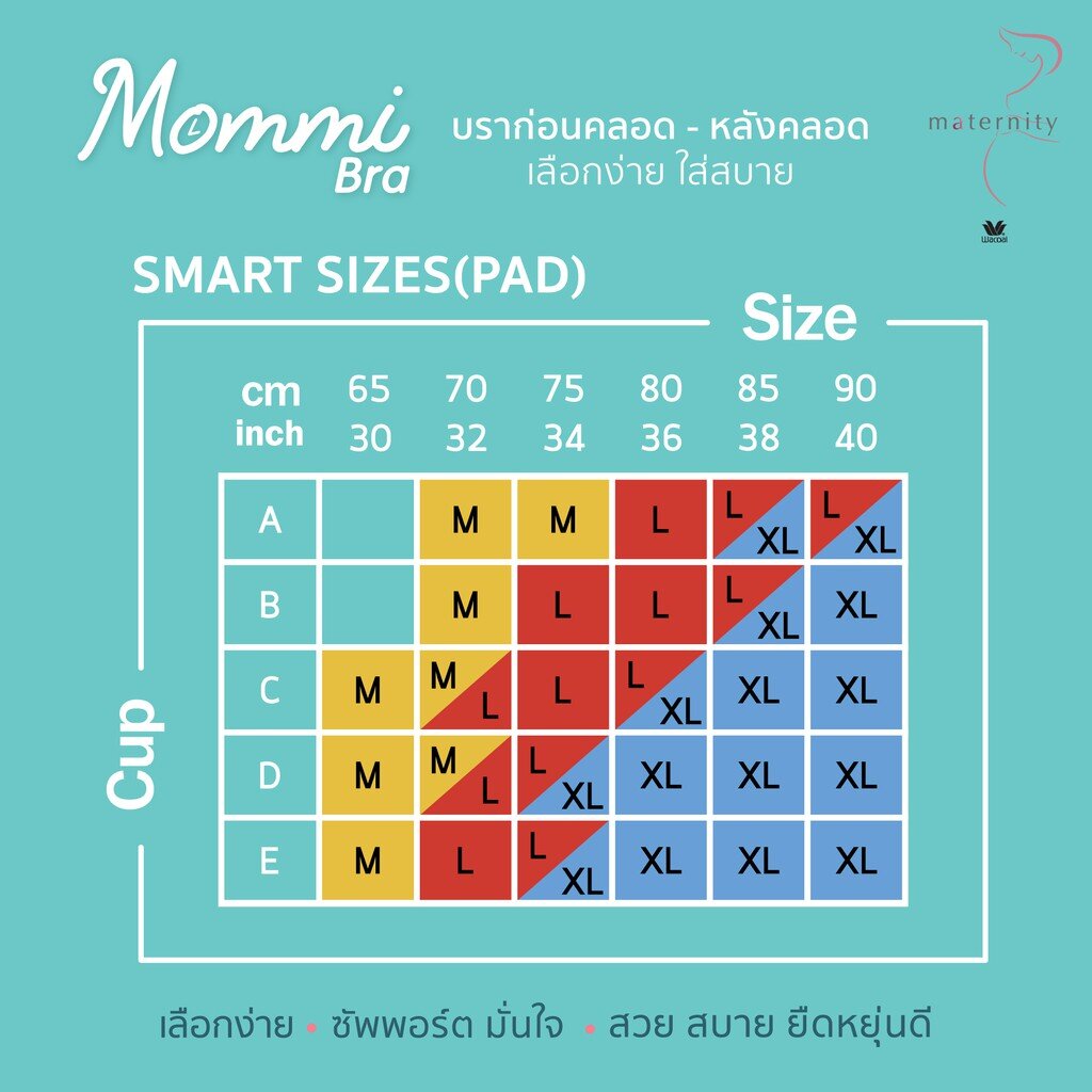 Wacoal Maternity Mommi Bra บราสำหรับให้นมบุตร รุ่น WM1Y02 สีเทาอ่อน (LI)