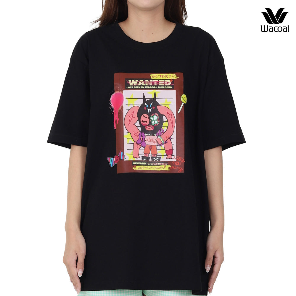 Wacoal X Milly & Mercy เสื้อยืด Oversized รุ่น WN3D13 สีดำ (BL)