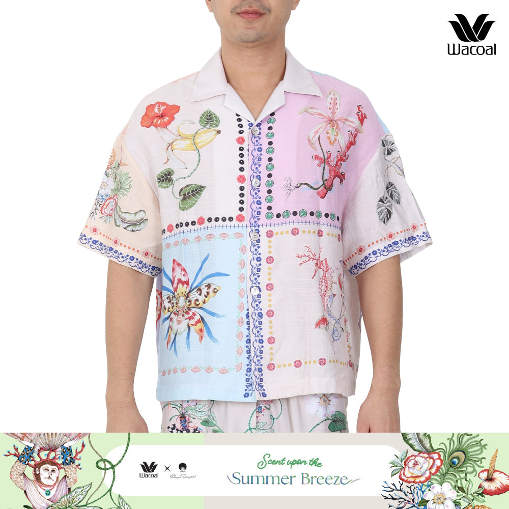 Wacoal Sleep Wear Summer Breeze Collection เสื้อเชิ้ตฮาวาย รุ่น WN3D14 สีครีม (CR)