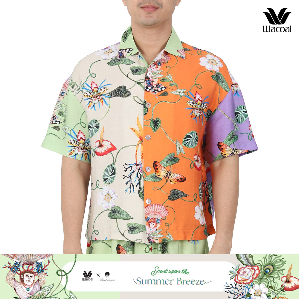 Wacoal Sleep Wear Summer Breeze Collection เสื้อเชิ้ตฮาวาย รุ่น WN3D16 สีม่วง (VI)
