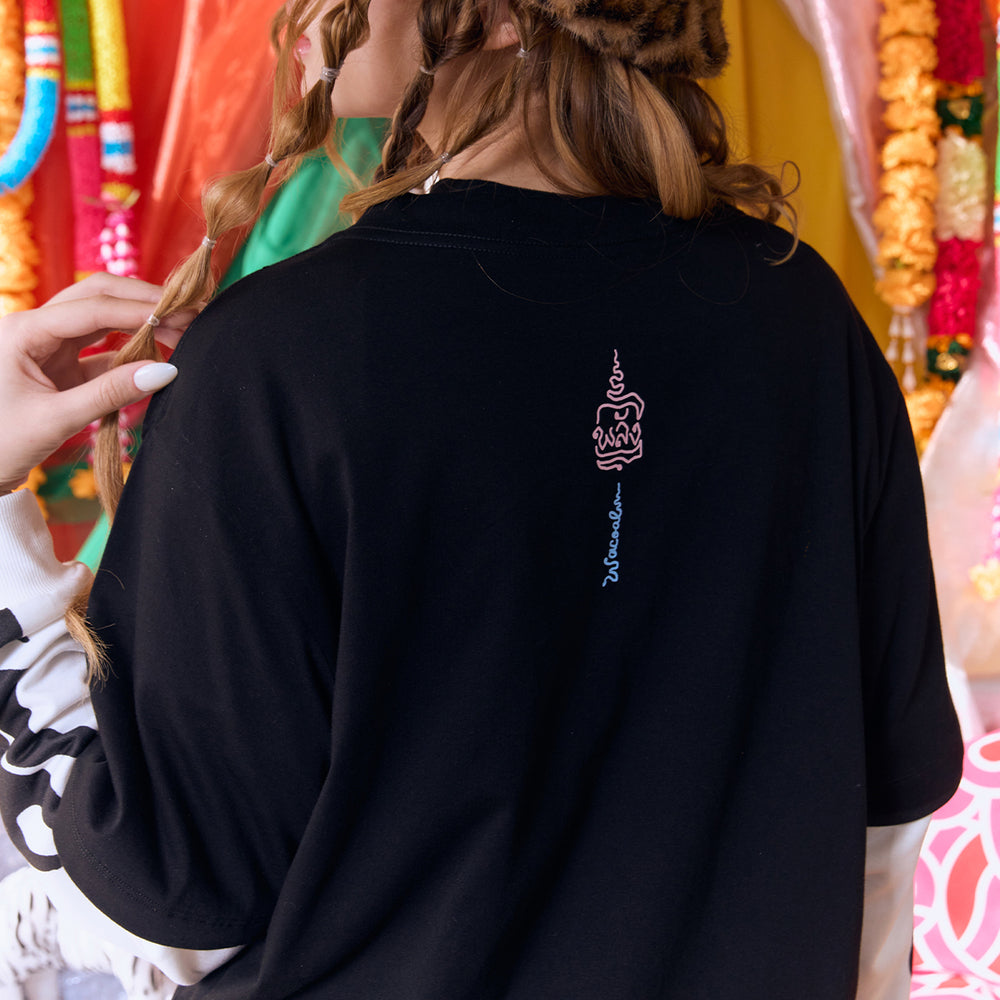 Wacoal X Sahred Toy เสื้อยืด Oversized ลายมหาอำนาจ (Power) รุ่น WN3D18 1 ตัว สีดำ (BL)