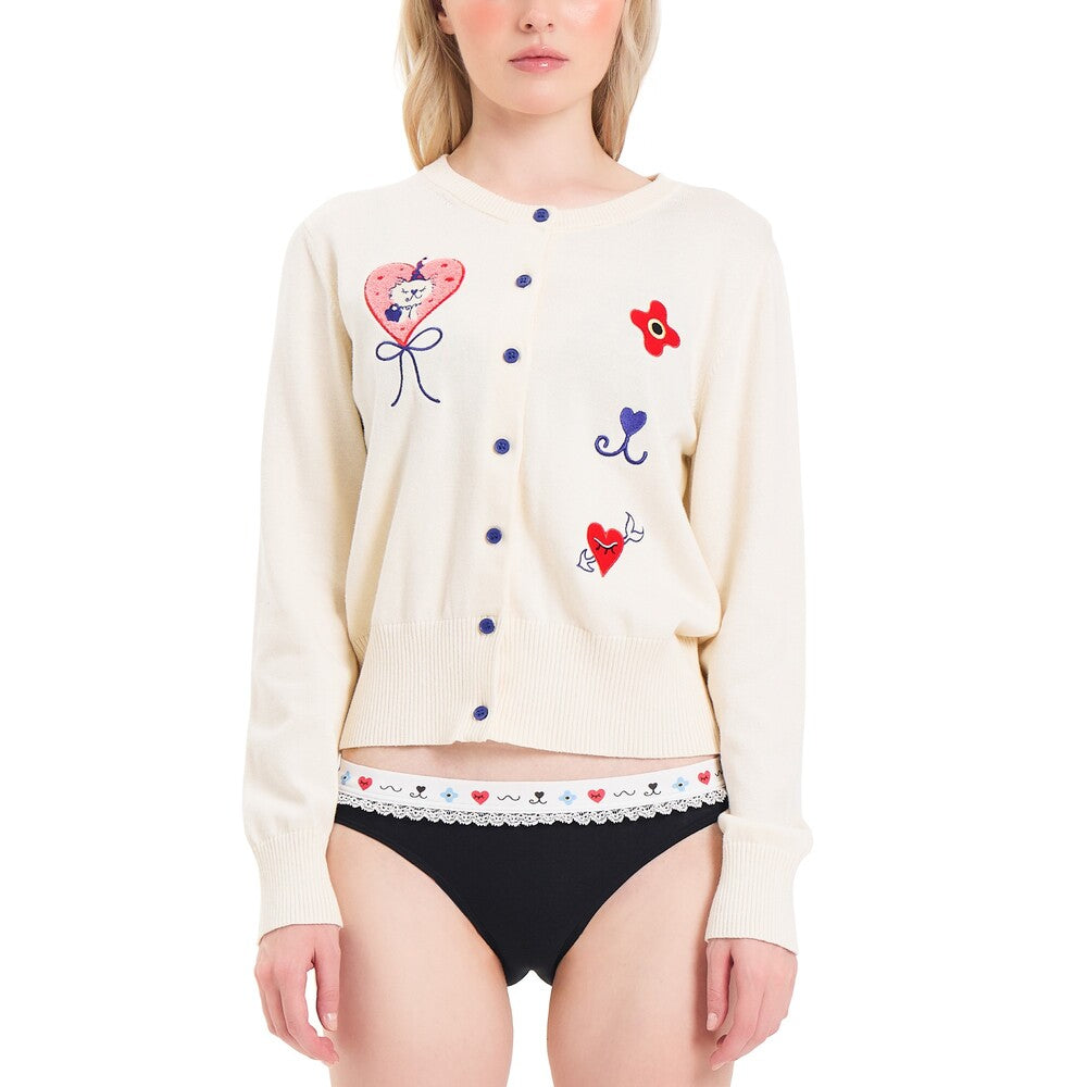 Wacoal Styled by Whimsy Blurry เสื้อคาร์ดิแกนคอกลม ปักลาย รุ่น WN3D31 สีครีม (CR)