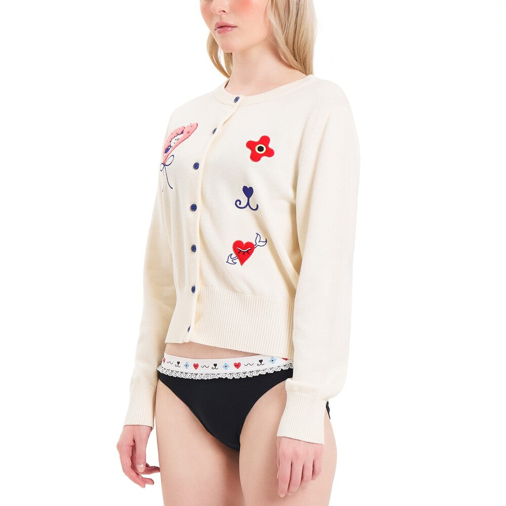 Wacoal Styled by Whimsy Blurry เสื้อคาร์ดิแกนคอกลม ปักลาย รุ่น WN3D31 สีครีม (CR)