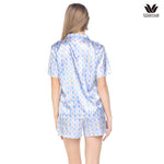 Wacoal X Meraki Alice Collection Short-Sleeve Short Pajamas, Light-Blocking, White Rabbit Pattern, Model WN7D30, Blue (SX)
