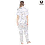 Wacoal X Meraki Alice Collection Modest Sleepwear Set, Short-Sleeve & Long Pants, Easter Bunny Pattern, Model WN7D35, White (WH)