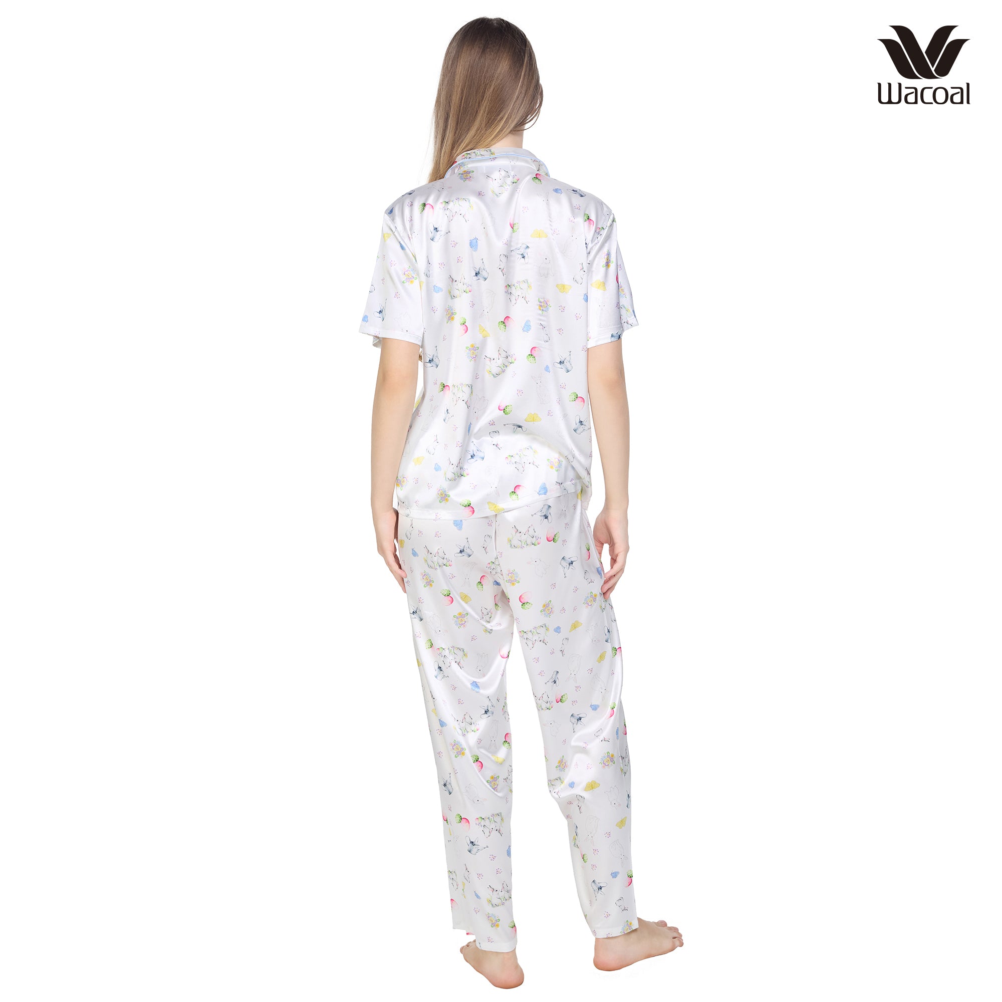 Wacoal X Meraki Alice Collection เซทชุดนอนกันโป๊แขนสั้น ขายาว ลายกระต่ายฮีสเตอร์ รุ่น WN7D35 สีขาว (WH)