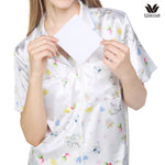 Wacoal X Meraki Alice Collection Modest Sleepwear Set, Short-Sleeve & Long Pants, Easter Bunny Pattern, Model WN7D35, White (WH)