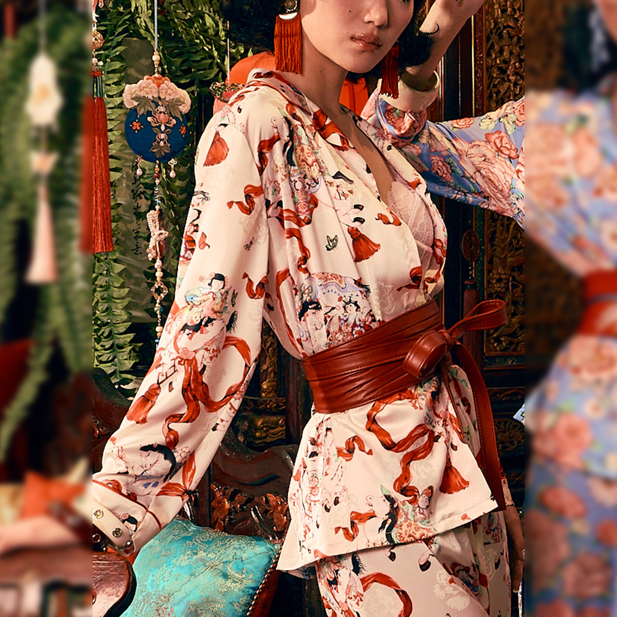 Wacoal X Phannapast ชุดนอนรูปแบบเสื้อแขนยาว คอฮาวาย รุ่น WN7D57 สีครีม (CR)