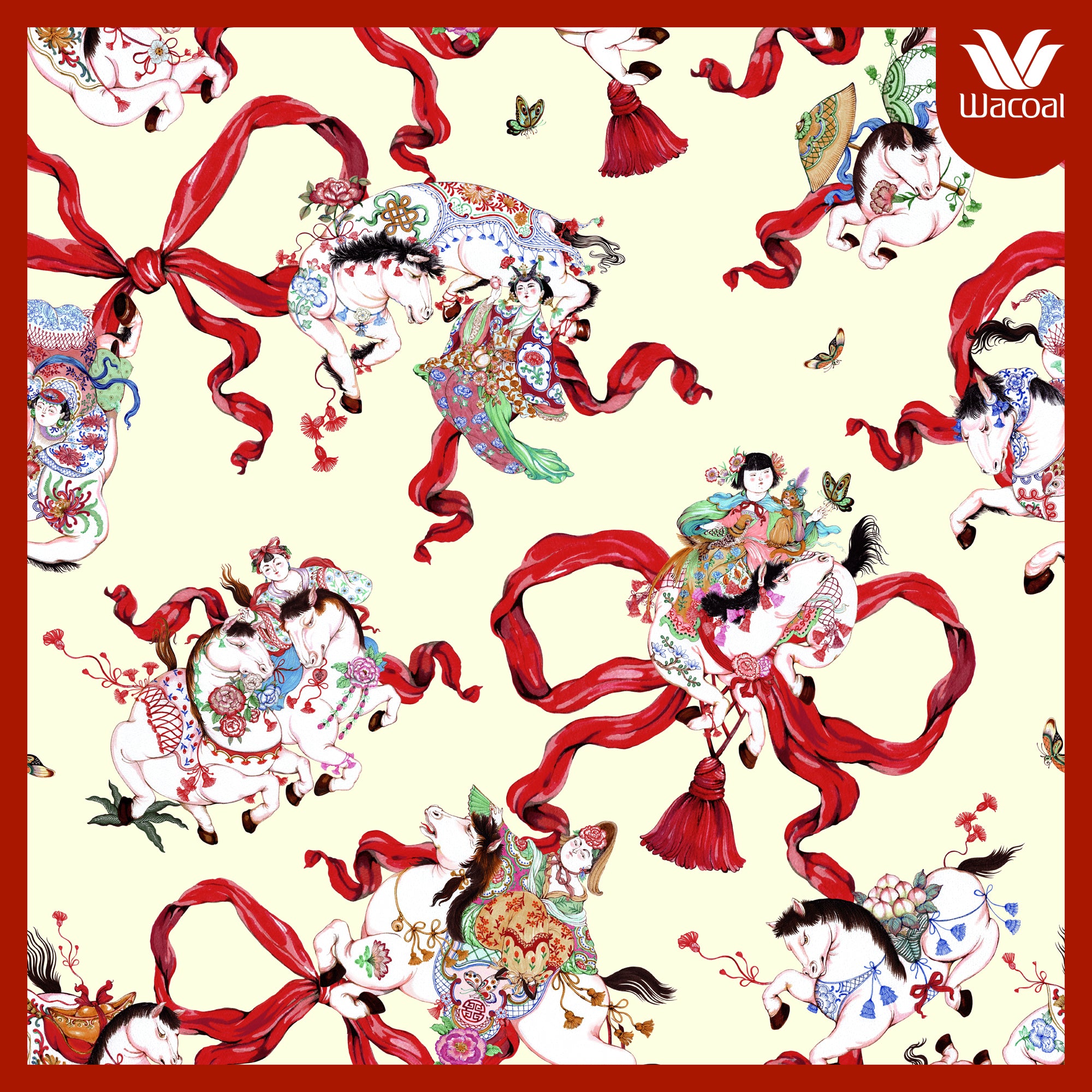 Wacoal X Phannapast ชุดนอนรูปแบบเสื้อแขนยาว คอฮาวาย รุ่น WN7D57 สีครีม (CR)