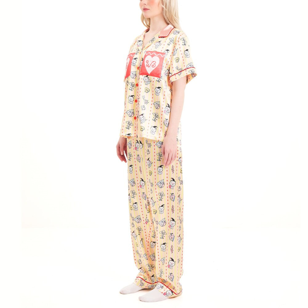Wacoal Styled by Whimsy Blurry ชุดนอนกันโป๊แขนสั้น ขายาว รุ่น WN7D63 สีเหลือง (YE)