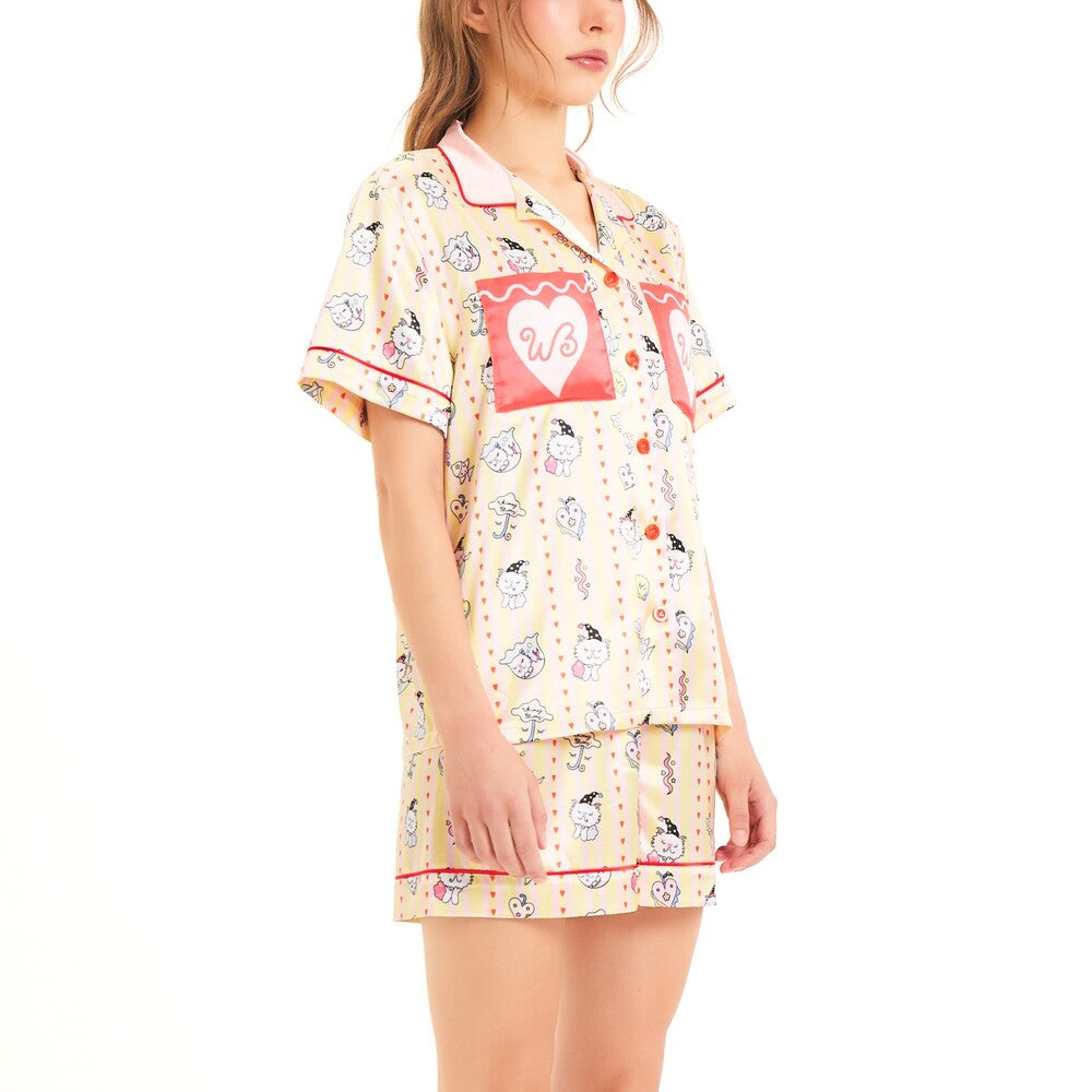 Wacoal Styled by Whimsy Blurry ชุดนอนกันโป๊แขนสั้น ขาสั้น รุ่น WN7D64 สีเหลือง (YE)
