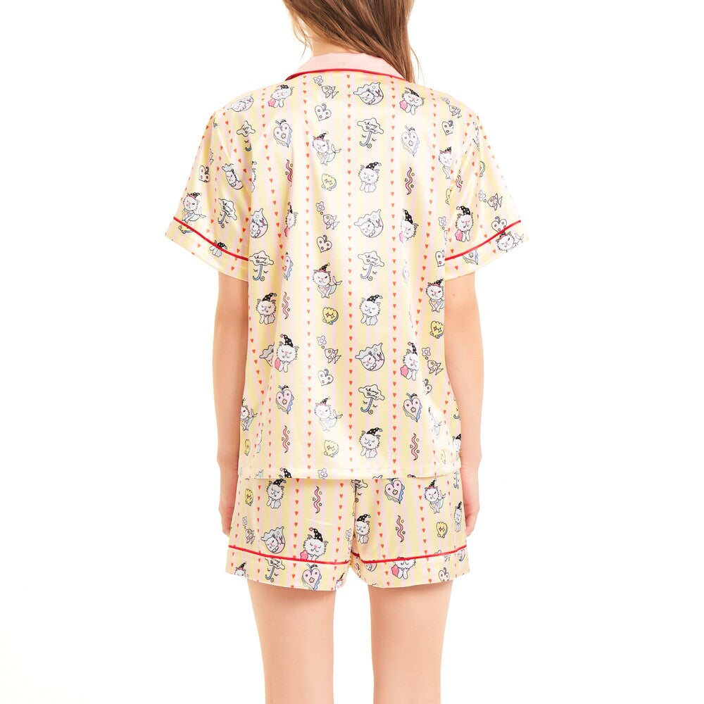 Wacoal Styled by Whimsy Blurry ชุดนอนกันโป๊แขนสั้น ขาสั้น รุ่น WN7D64 สีเหลือง (YE)
