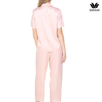 Wacoal Sleep Wear Satin Pajamas Set, short sleeves, long legs, model WN7E18, light pink (LC)
