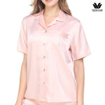 Wacoal Sleep Wear Satin Pajamas Set, short sleeves, long legs, model WN7E18, light pink (LC)