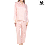 Wacoal Sleep Wear ชุดนอนผ้า Satin Set แขนยาว ขายาว รุ่น WN7E19 สีชมพูอ่อน  (LC)
