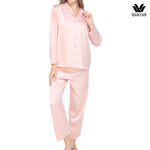 Wacoal Sleep Wear ชุดนอนผ้า Satin Set แขนยาว ขายาว รุ่น WN7E19 สีชมพูอ่อน  (LC)