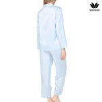 Wacoal Sleep Wear ชุดนอนผ้า Satin Set แขนยาว ขายาว รุ่น WN7E19 สีฟ้าคราม (SM)