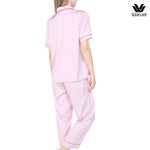 Wacoal Sleep wear, short-sleeved shirt and shorts, Lobster embroidery pattern, model WN7E53, pink (PI)