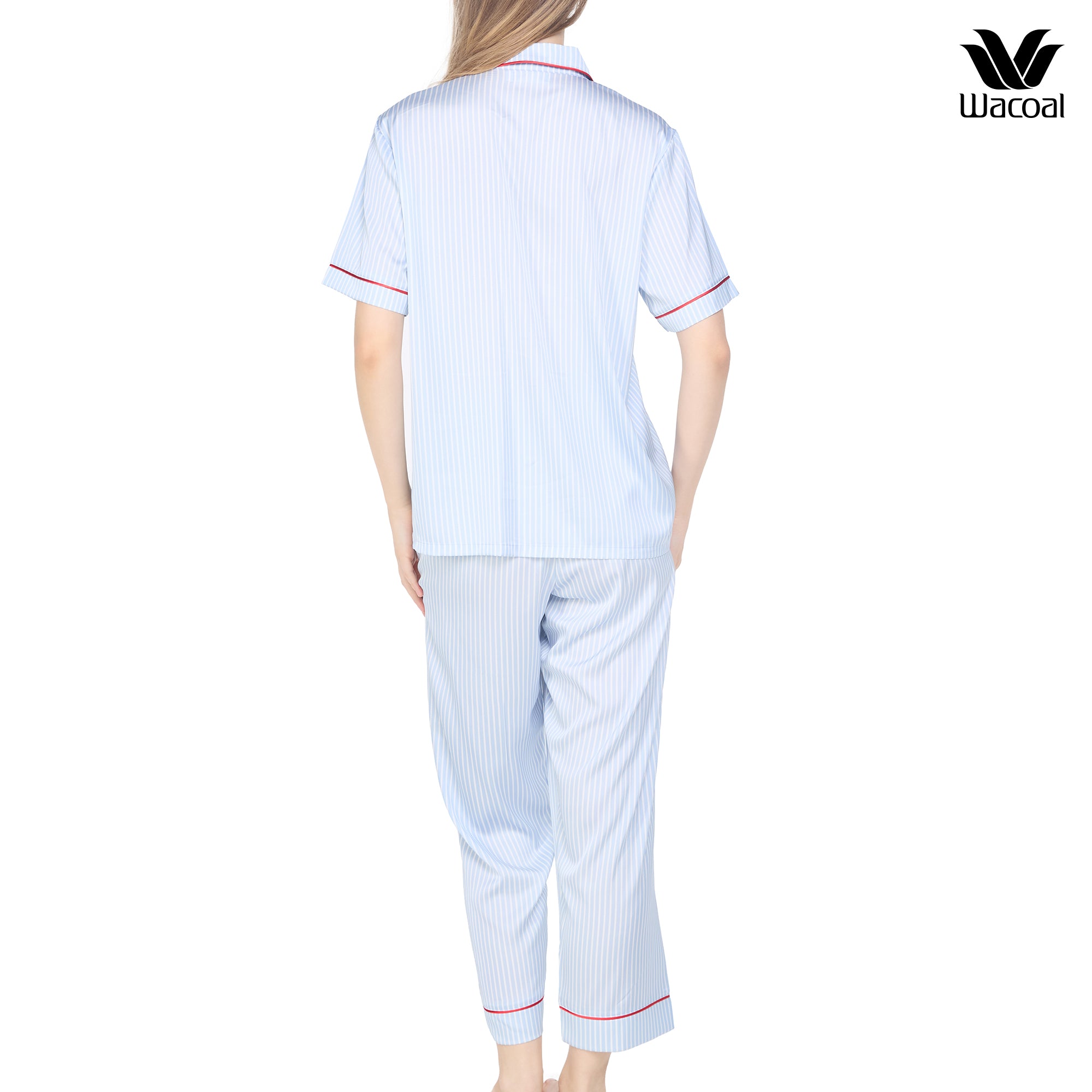 Wacoal Sleep wear ชุดนอนเสื้อแขนสั้น กางเกงขาสั้น ลายปัก Lobster รุ่น WN7E53 สีฟ้า (SX)