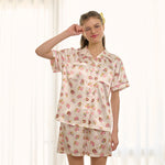 Santa Monica Collection ชุดนอนกันโป๊แขนสั้น ขาสั้น พิมพ์ลาย Donut และ Ice cream รุ่น WN7O01 สีขาว (WH)