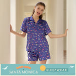 Santa Monica Collection, short-sleeved, short-sleeved pajamas, amusement park print, model WN7O03, blue (NB)