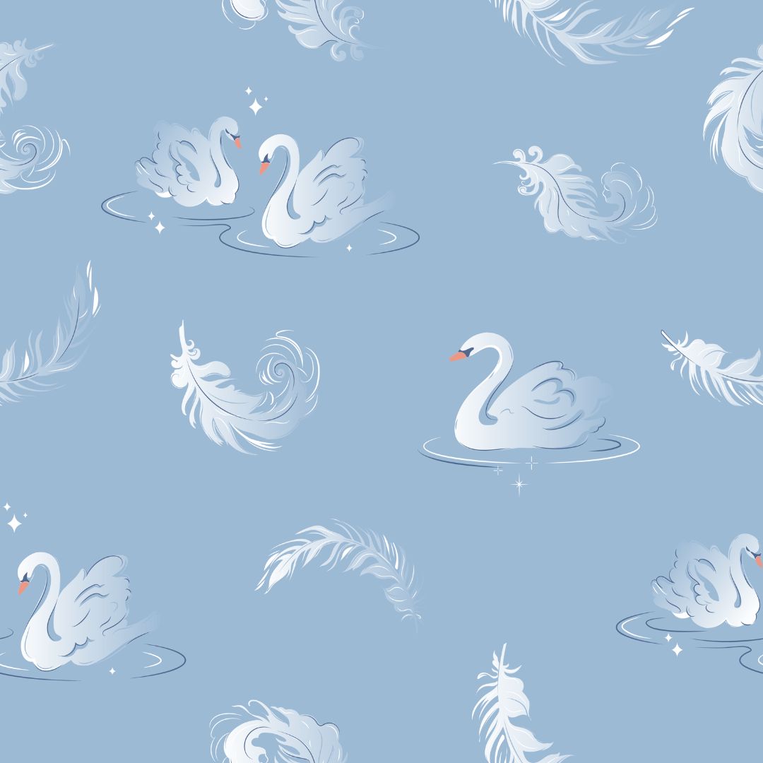 Wacoal Dreamland Collection ชุดนอนกันโป๊ แขนสั้นขาสั้น ผ้าซาติน พิมพ์ลาย Swan Lake รุ่น WN7V18 สีฟ้า (SX)