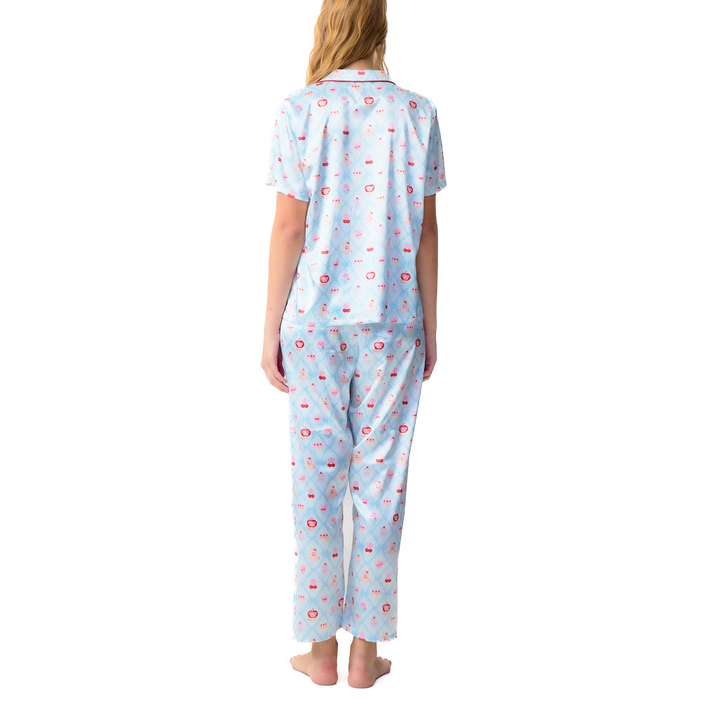 Wacoal No-Bra Sleepwear ชุดนอนกันโป๊ แขนสั้น ขายาว ชุดนอน รุ่น WN7V32 สีฟ้า (SX)