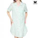 Wacoal x Santa Monica Collection Long shirt, skirt-style pajamas, Sweet Coral print, model WN8G01