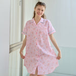 Wacoal x Santa Monica Collection Long shirt, skirt-style pajamas, Sweet Coral print, model WN8G01