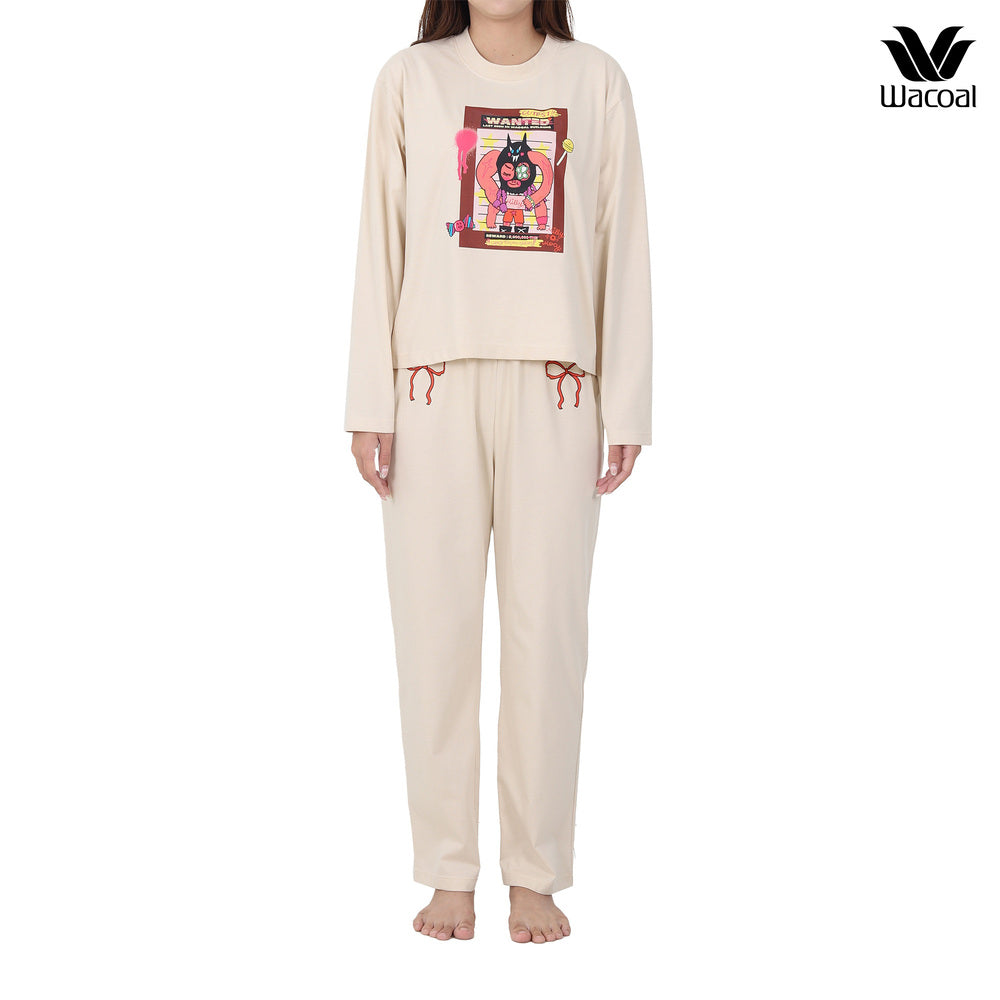 Wacoal X Milly & Mercy เสื้อ  Sweater คอกลมแขนยาว พร้อมกางเกงขายาวเข้าชุด รุ่น WN9D05 สีครีม (CR)