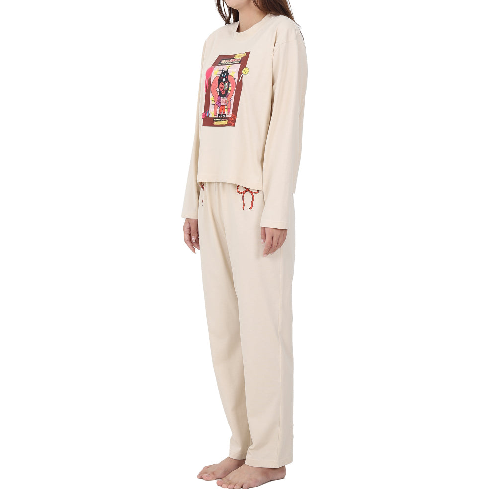 Wacoal X Milly & Mercy เสื้อ  Sweater คอกลมแขนยาว พร้อมกางเกงขายาวเข้าชุด รุ่น WN9D05 สีครีม (CR)