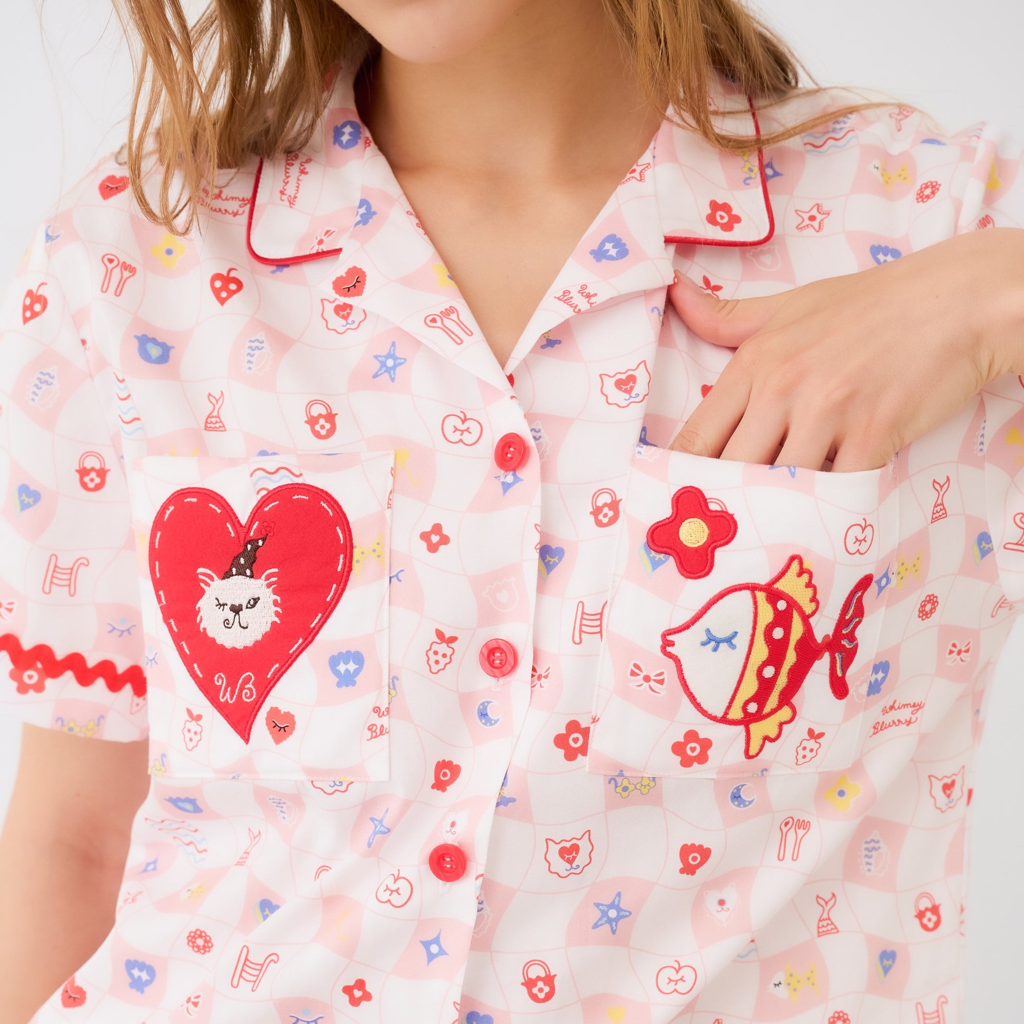 Wacoal Styled by Whimsy Blurry ชุดนอนกันโป๊แขนสั้น ขาสั้น รุ่น WN9D14 สีชมพูอมส้ม (OR)