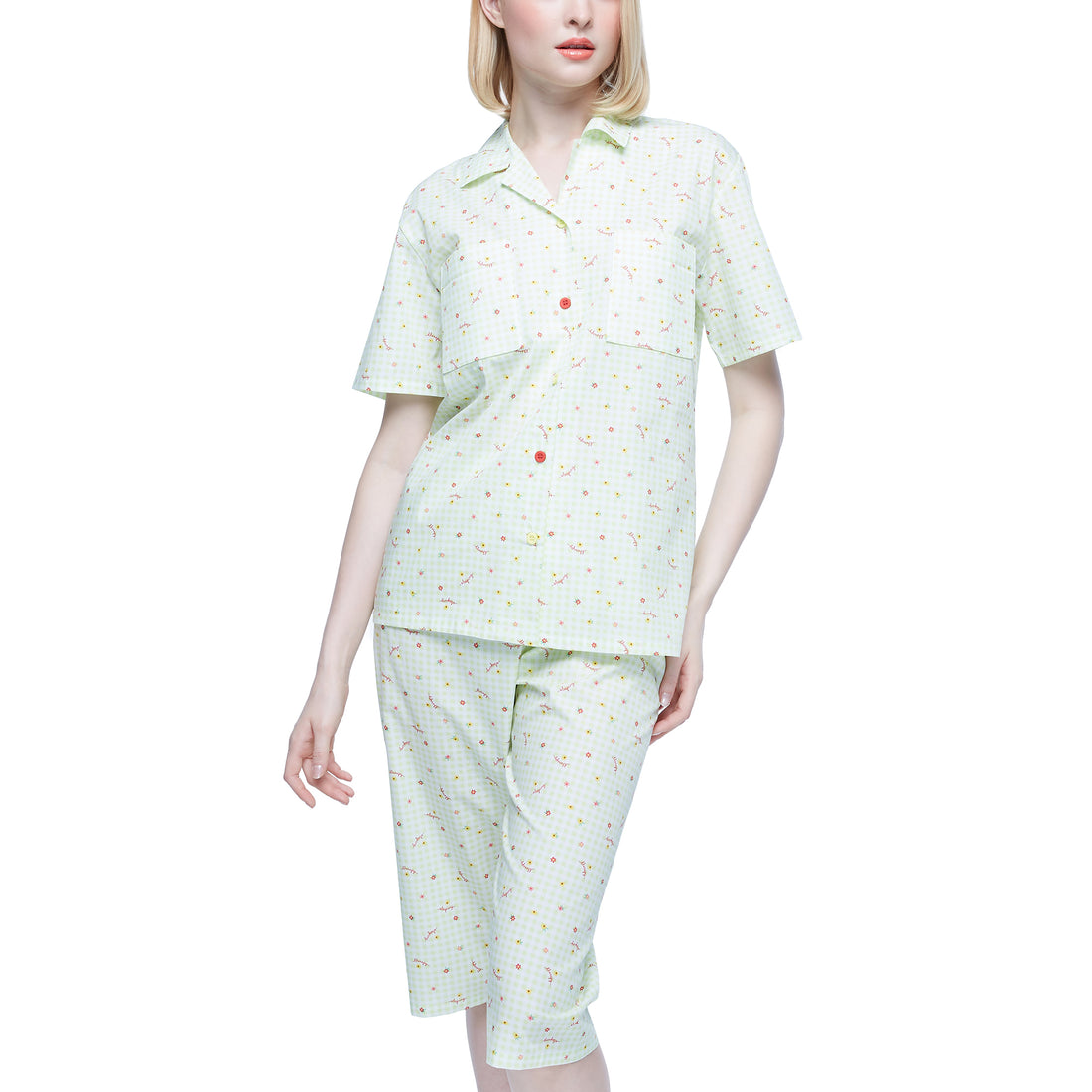 Wacoal Sleepwear ชุดนอนกันโป๊ พิมพ์ลายน่ารัก รุ่น WN9E02 สีเขียว (GR)
